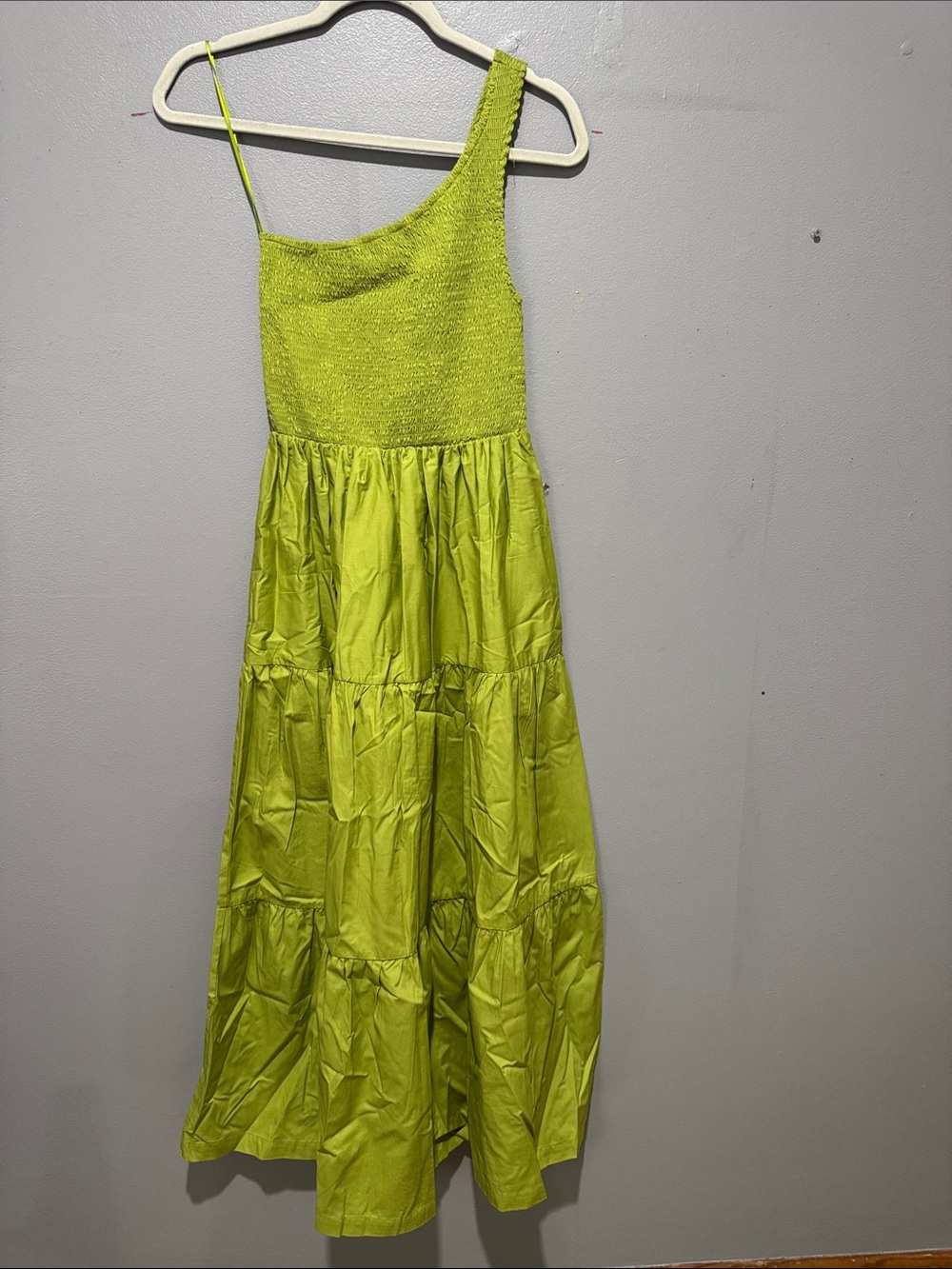 One-Shoulder Lime Green Maxi Dress